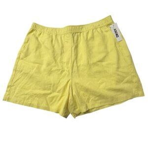 NWT DKNY Linen Blend High Rise Easy Shorts Yellow XL